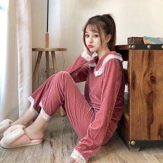 Loungewear Set: Lace Panel Pullover + Pants