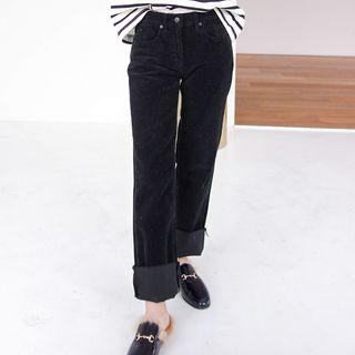 Cuff-hem Corduroy Wide-leg Pants