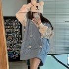 Cable Knit Sweater Vest / Puff-sleeve Blouse / Set