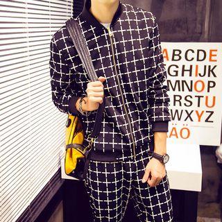 Set : Check Neoprene Zip Jacket + Pants