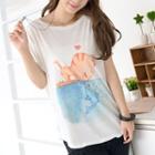 Cat & Fish Print Short-sleeve T-shirt Off - White - One Size