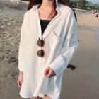 Plain Loose-fit Blouse White - One Size