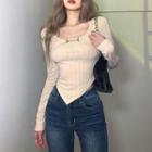 Asymmetrical Long-sleeve Chained T-shirt