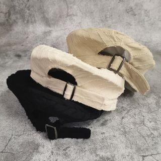 Belted Back Fray Trim Beret
