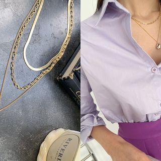 Set: Layered Pendant Necklace + Choker