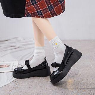 Round-toe Bow Platform Mary Jane Shoes