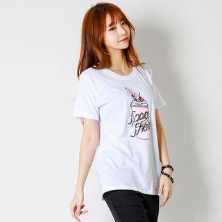 Sequined Ice-cream Print T-shirt
