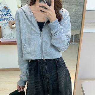 Plain Hooded Drawstring Long-sleeve Top
