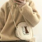 Rabbit Embroidered Canvas Crossbody Bag As Shown In Figure - One Size