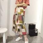 Patchwork Layered Midi Skirt