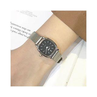 Set: Retro Square Milanese Strap Watch + Branches Open Bangle