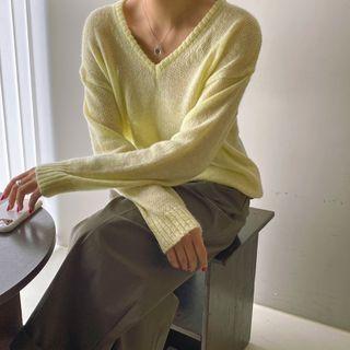 Pastel V-neck Knit Top