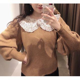 Peter Pan Collar Long-sleeve Knit Sweater