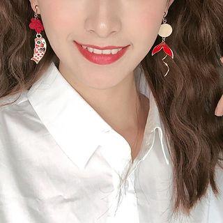 Non-matching Alloy Carp Fish Dangle Earring 1 Pair - Non-matching - 925 Silver Needle Earrings - One Size