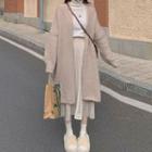 Long-sleeve Turtleneck Knit Top / Midi A-line Skirt / Long Cardigan