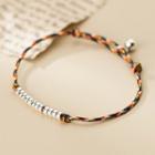 Color Block Woven Bracelet 1 Pc - Red & Yellow & Green & Silver - One Size