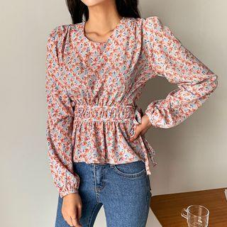 Tie-waist Floral Print Blouse