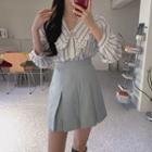 Striped Shirt / Mini A-line Skirt