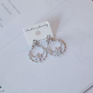 Rhinestone Drop Earrings Silver - One Size