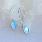 925 Sterling Silver Stone Droplet Dangle Earring 1 Pair - Blue & Silver - One Size