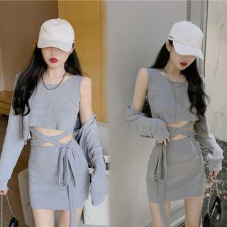 Cardigan / Tank Top / Mini Skirt / Set