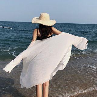 Loose-fit Open-front Beach Coverup Almond - One Size