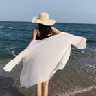 Loose-fit Open-front Beach Coverup Almond - One Size