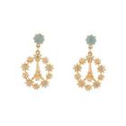 Fashion And Simple Plated Gold Paris Tower Flower Circle Earrings With Lake Blue Cubic Zirconia Golden - One Size