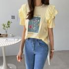Laced Flower Print T-shirt
