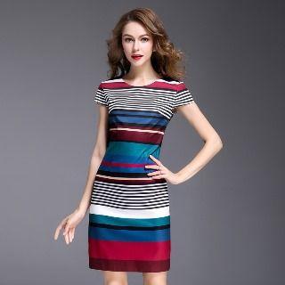 Color Block Striped Sheath Dress