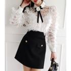 Lace-detail See-through Blouse With Brooch