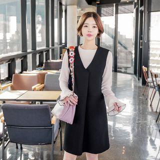 Sleeveless Shirred-front Dress
