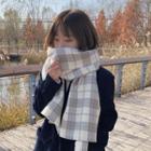 Plaid Knit Scarf Off-white & Gray - One Size