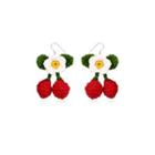 Strawberry Flower Yarn Dangle Earring