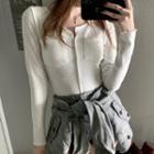 Long-sleeve Button-up Top White - One Size