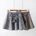 Pom Pom Mini A-line Plaid Skirt