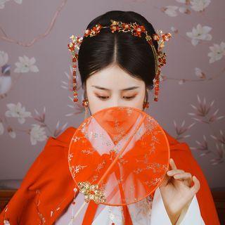 Set: Retro Floral Hair Stick + Hair Clip + Earring As Shown In Figure - One Size
