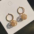 Wirework Caged Faux Pearl Dangle Earring 1 Pair - Gold - One Size