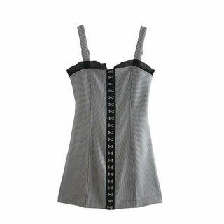 Spaghetti Strap Metal-accent Mini Sheath Dress