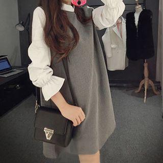 Bell-sleeve Mini Shift Dress