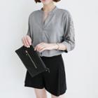 Lace-trim 3/4-sleeve Blouse