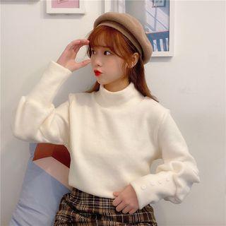 Turtleneck Plain Sweatshirt Light Almond - One Size