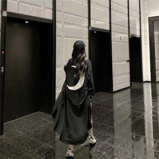 Moon Print Long Cardigan Black - One Size