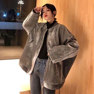 Loose-fit Velvet Bomber Jacket