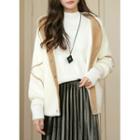 Hooded Piped Furry Knit Jacket