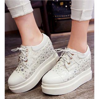 Star Print Hidden Wedge Oxfords