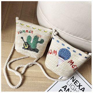 Cactus Embroidered Woven Crossbody Bag
