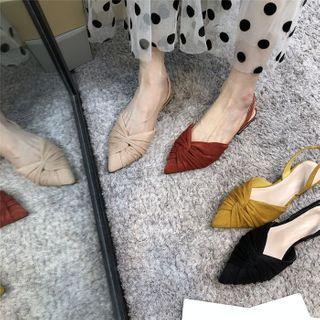 Block-heel Ankle Strap Pointed Flats