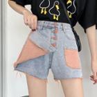 Paneled Denim Skort