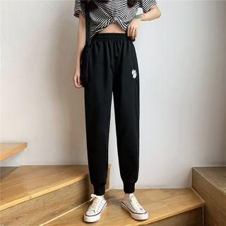 Flower Embroidered Jogger Pants